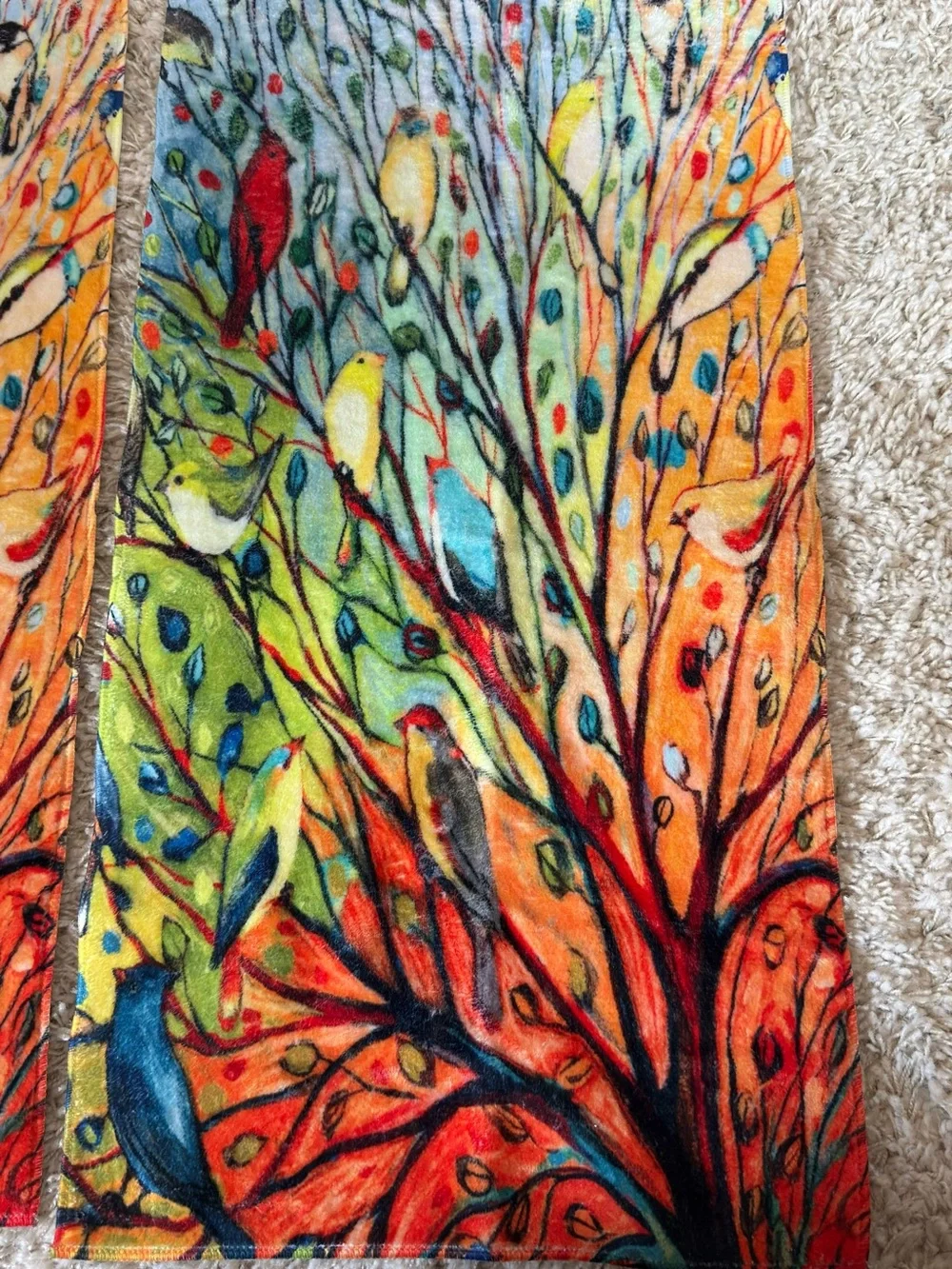 4 Hand Towels with “27 Birds” Artwork by Jennifer Lommers- Perfect for Summer